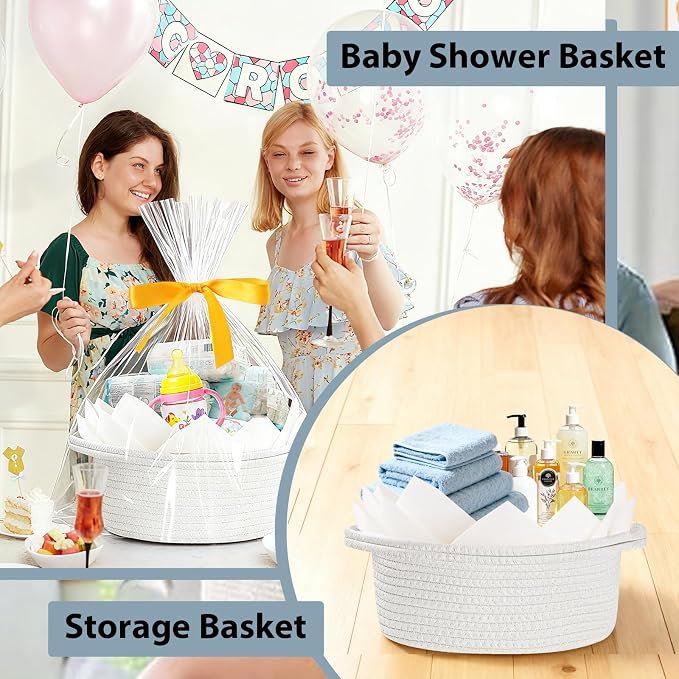 Baskets for Gifts Empty with Bag Card Ribbon Tissue Paper Small Woven Basket - Image 7