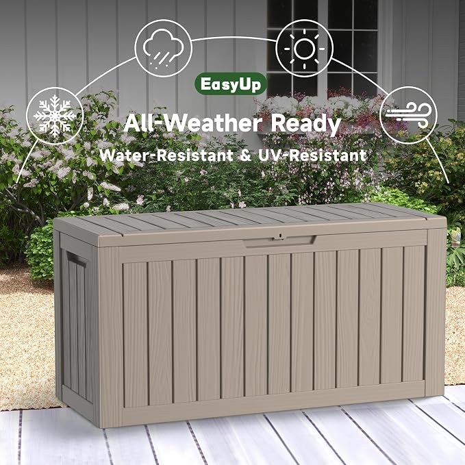 EasyUp 80 Gallon Outdoor Storage Box Waterproof, UV Resistant Resin Deck Box - Image 6