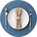 Round Placemats Set of 8 Plastic Woven Placemats Washable Wipeable Table Mats by BAROYAL