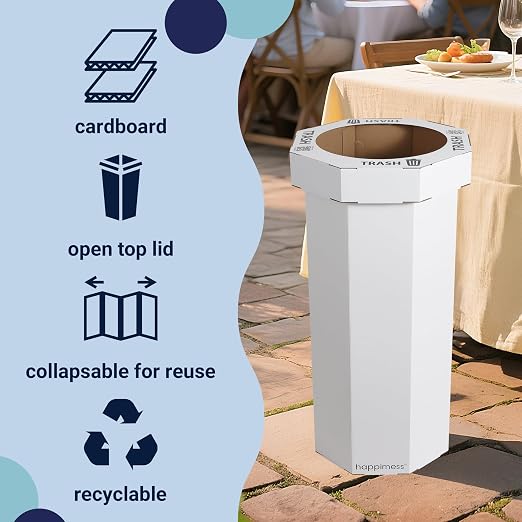 Eyely MPH1300E-SET2 Sal 25-Gallon Disposable Corrugated Cardboard Event Trash - Image 2