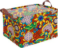 Mexican Talavera Storage Basket Waterproof Canvas Toy Storage Bin Mexican Decor by AmazerPad