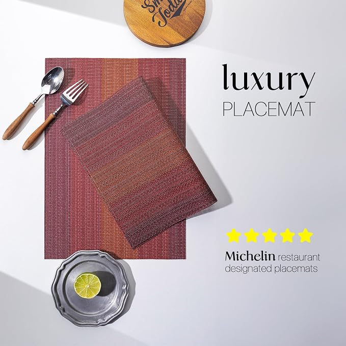 LEXMORE Placemats Set of 6 Vinyl/Plastic Woven Place Mats - Image 2