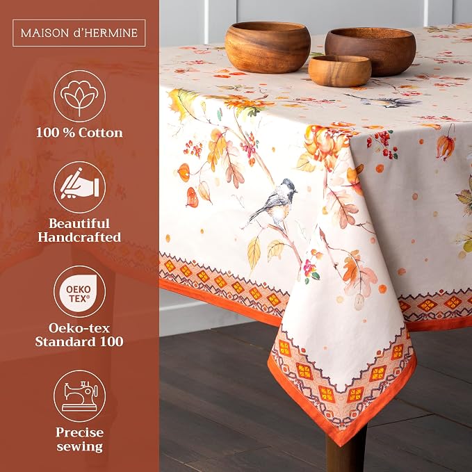 Maison d' Hermine Table Cloth Rectangle Table 100% Cotton 54 x 72 Inches Fall - Image 2