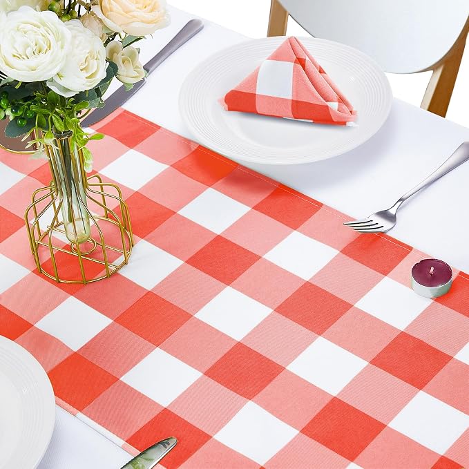 Fabric Checkered Table Runner 6 Pack Waterproof Gingham Table Runner 14W x 108L - Image 5