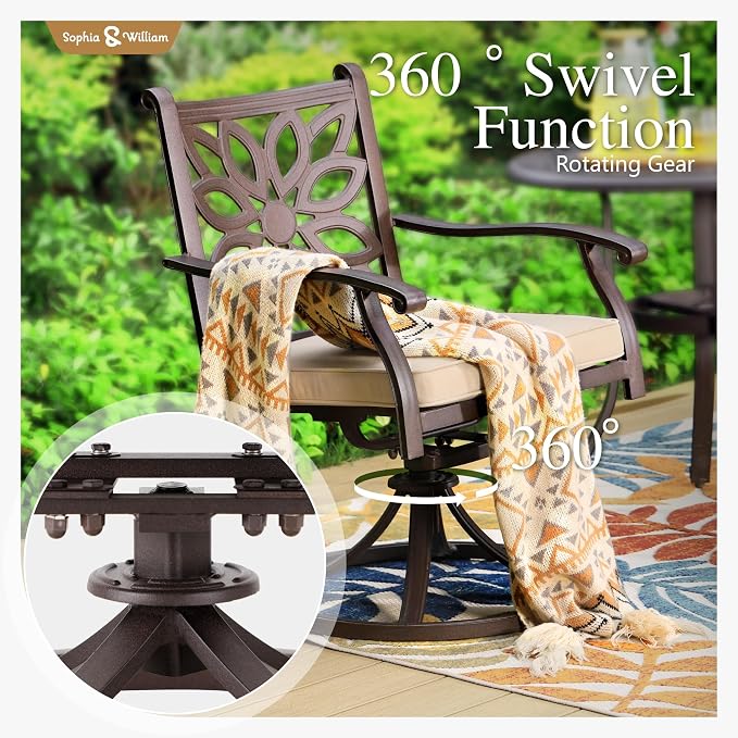 Sophia & William Patio Outdoor Swivel Rocker Dining Chairs Set of 2, Load - Image 2