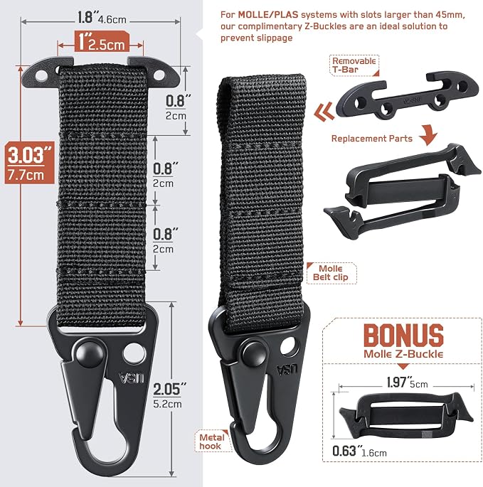 LIVANS Molle Belt Clip Key Holder Tactical Battle Belt Plate Carrier Vest - Image 7