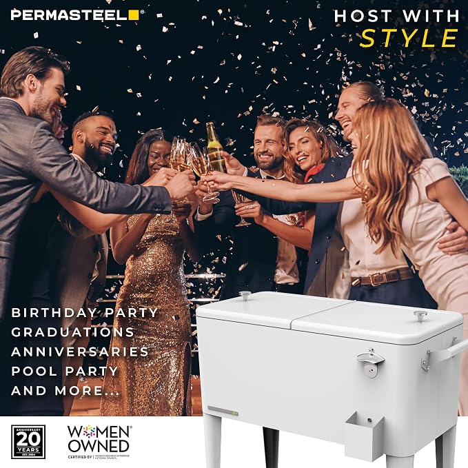 Permasteel 80 Quart Party Cooler, Rolling Ice Chest - Image 6