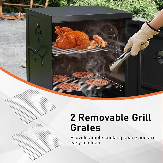 Happygrill Charcoal Grills, Adjustable Air Dampers, Removable Water Pan & Grill - Image 5