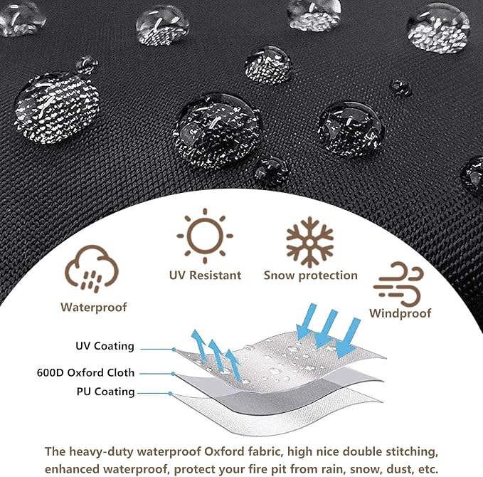 Fire Pit Cover for Solo Stove Bonfire, 600D Tear-Resistant Heavy Duty Durable - Image 2