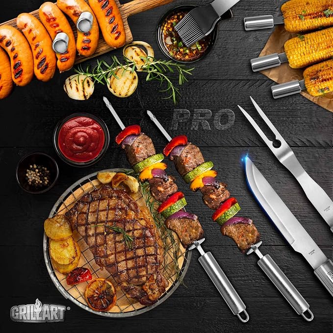 GRILLART BBQ Grill Utensil Tools Set Reinforced BBQ Tongs 19-Piece - Image 6