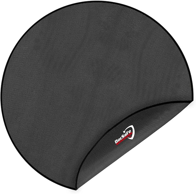 Grill Pad Floor Mat, 48-Inch Round Fireproof Fiberglass, Black