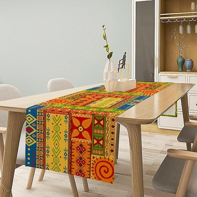 African Totems Table Runner, African American Kwanzaa Black History Month - Image 3