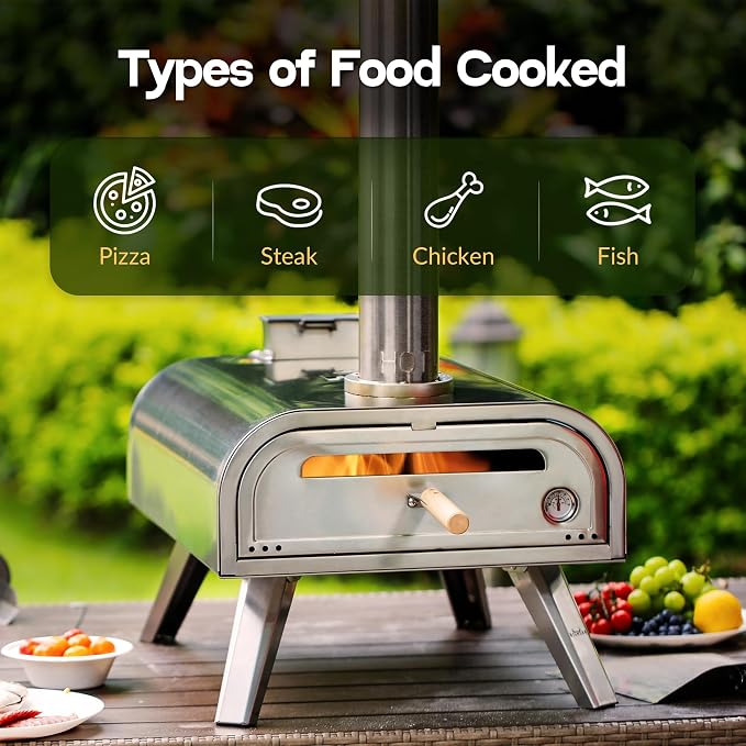 BIG HORN OUTDOORS 16" Woodfire Pizza Stone Oven, 1112°F Outdoor Stainless Pizza - Image 9