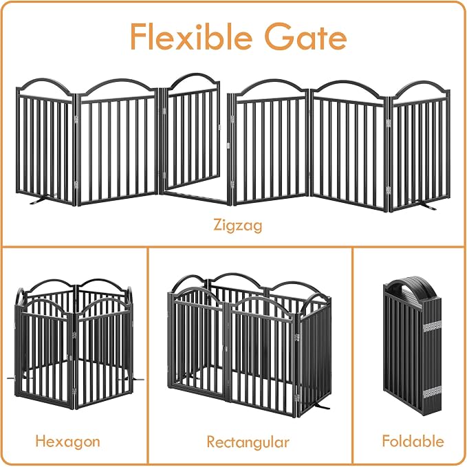 UDD Metal Folding Dog Gate Indoor 144" Extra Wide, Freestanding No Drilling Pet - Image 4