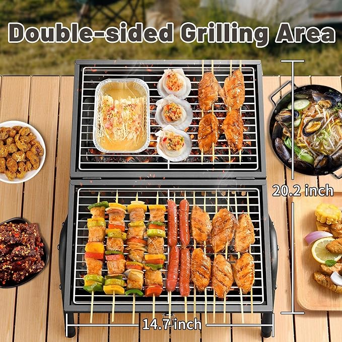 Portable Charcoal Grill Outdoor Stove: BBQ Easy to take Two Side Carbon Griller - Image 2