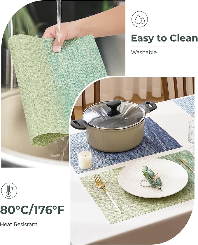 Leetaltree Gradient Green Woven Placemats Set of 6 - Image 5