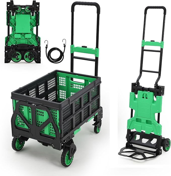 2-in-1 Folding Hand Truck with Basket, Heavy Duty 330LBS Collapsible Cart by Unknown