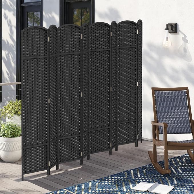 Room Divider 8 Panel Screen 5.6 Ft Tall Partition Room Dividers Black Privacy - Image 6