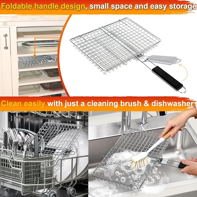 Grill Basket for Outdoor Grill, Stainless Steel Grilling Basket - Image 5