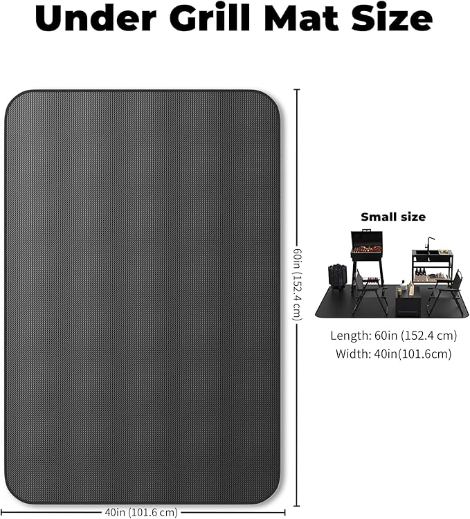Grill Pad Floor Mat, Fireproof Silicone Fiberglass Under Grill Mat