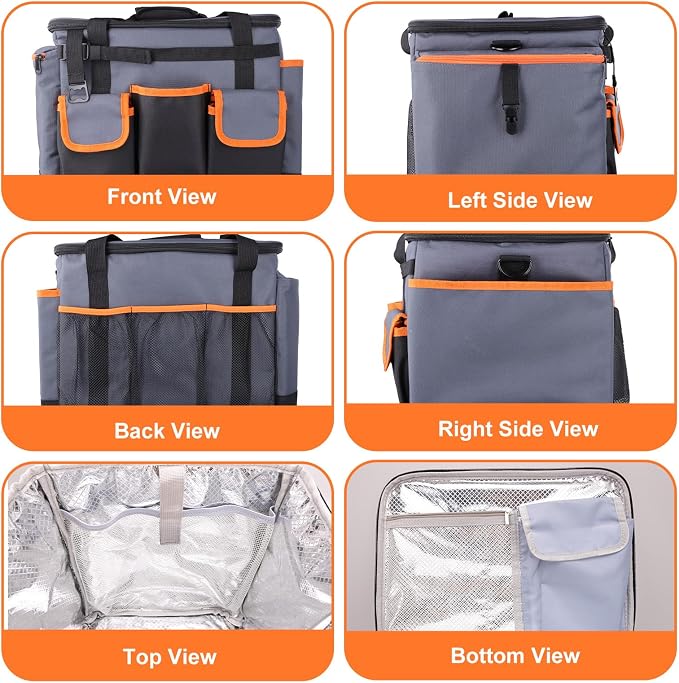 Large BBQ Grill Caddy with Paper Towel Holder, Foldable Insulated Picnic - Image 3
