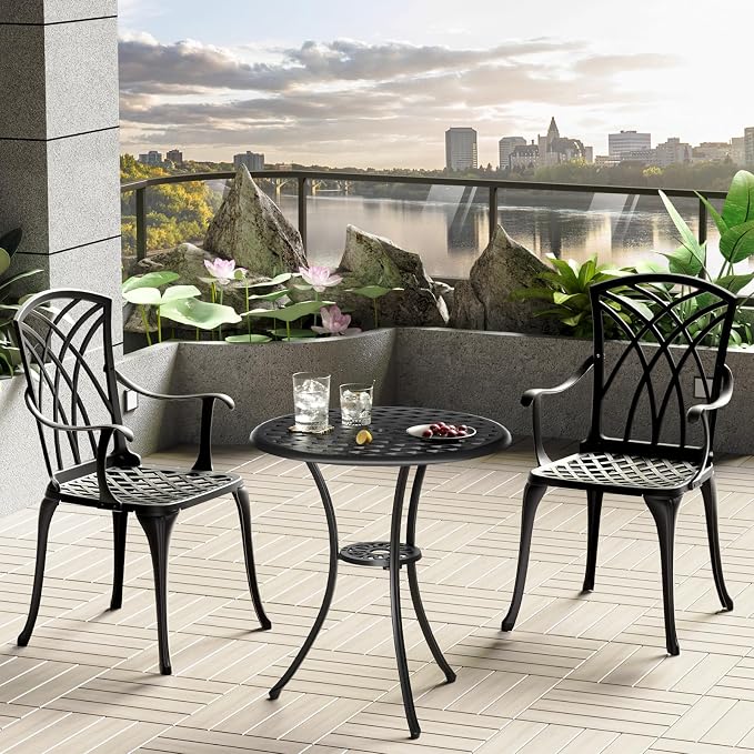 Patio Bistro Set 3 Piece, Cast Aluminum Bistro Set - Image 7