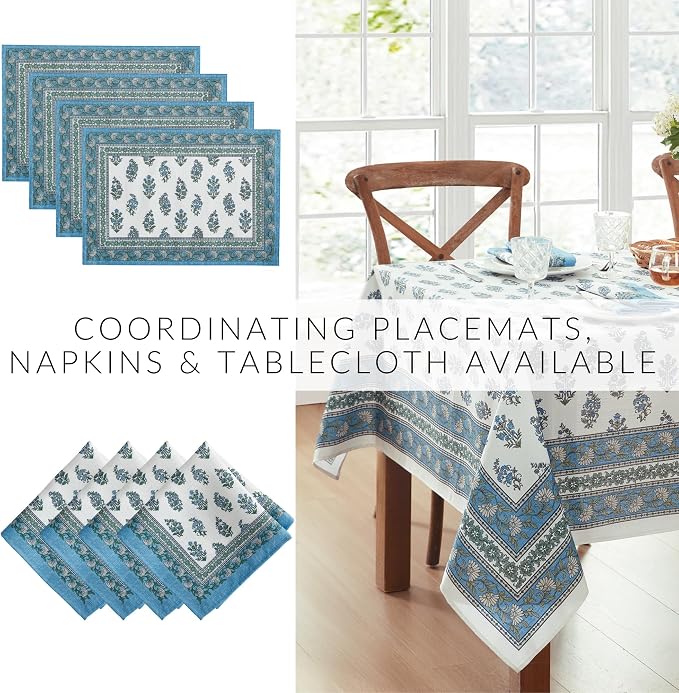Elrene Home Fashions Tropez Paisley Block Print Coastal Stain & Water Resistant - Image 5