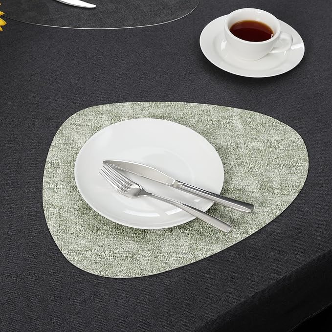 Placemats and Coasters, Washable Reversible Placemats Round Faux Leather - Image 8