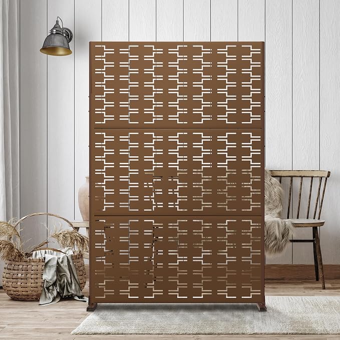Metal Privacy Screen Outdoor 72" H×47" W, Freestanding Decorative Privacy Screen - Image 6