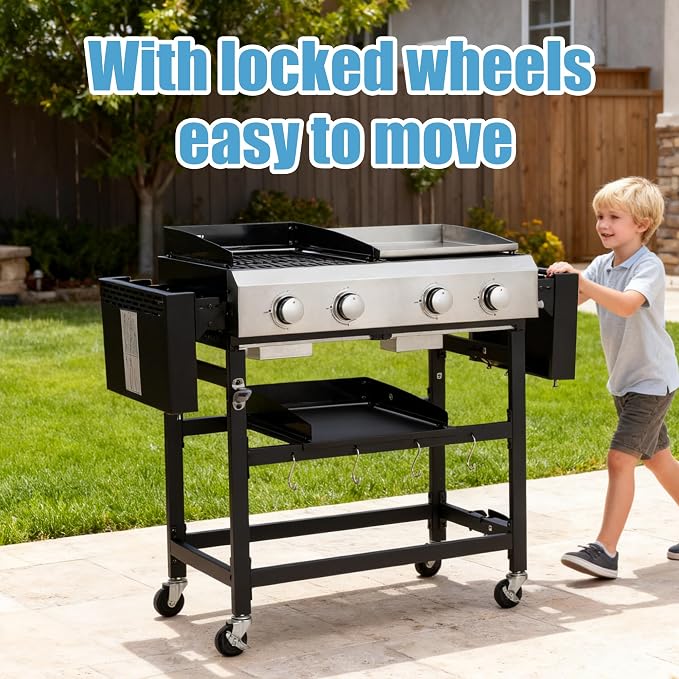 2-Burner Hybrid Grill with Flat Top, 38200 BTU - Image 6