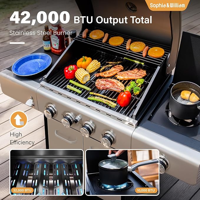Sophia & William 4-Burner Propane Gas BBQ Grill - Image 7