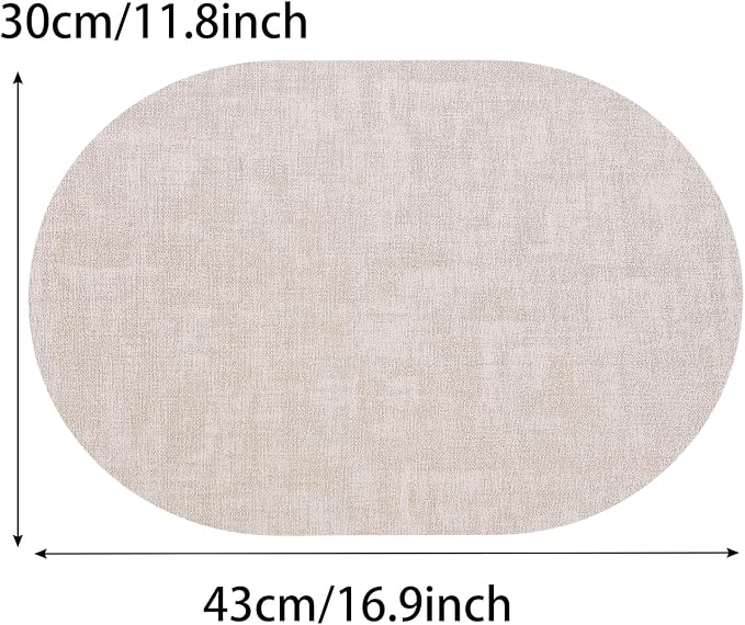 Table Placemats Set of 6 Oval, Non Slip Heat Resistant Wipeable Kitchen - Image 2