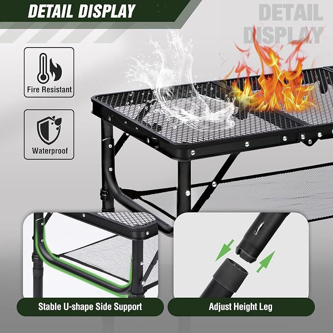 REDCAMP Small Triple fold Folding Grill Table - Image 6