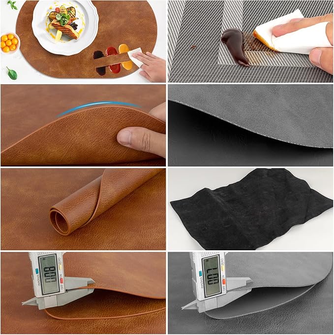 ADRIMER Placemats, Heat Resistant Oval Placemats Set of 8 Washable 12 x 17 Inch - Image 4