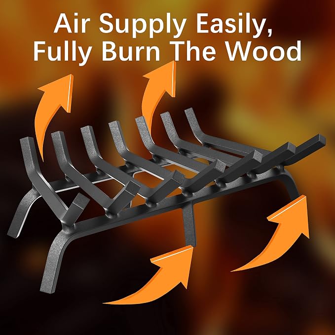 Mr IRONSTONE Fireplace Grate 30 inch Solid Steel Heavy Duty Firewood Log - Image 4