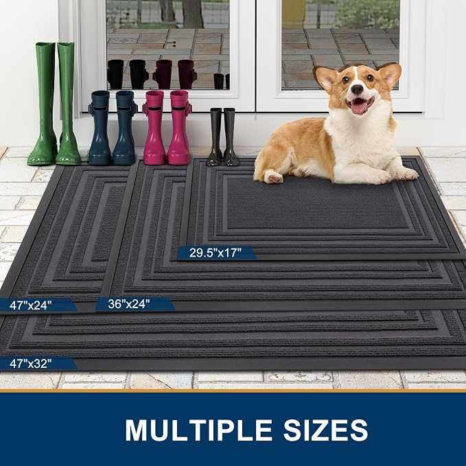 Buganda Front Door Mat Indoor Outdoor Entrance, Non-Slip Natural Rubber Doormats - Image 2
