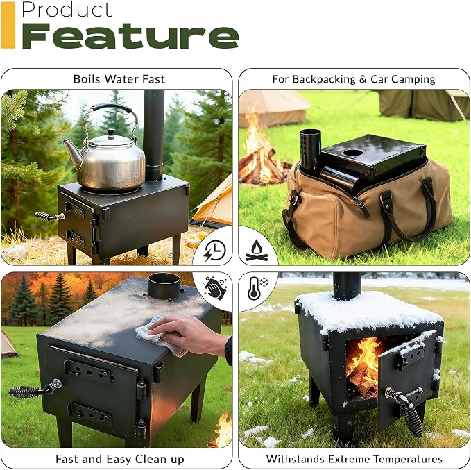 HECASA Wood Burning Stove Tent Camping Stove - Image 3