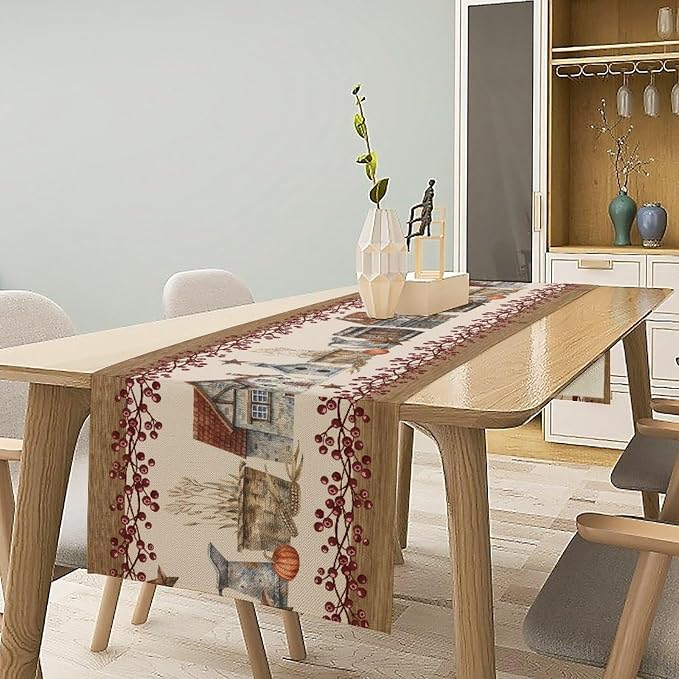 Western Texas Table Runner, Rustic Farmhouse Country Barn Berry Vintage Rural - Image 2