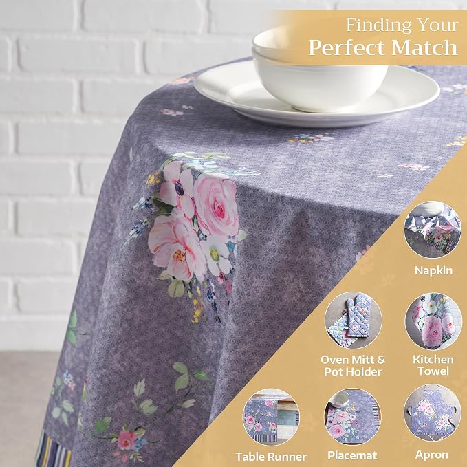 Maison d' Hermine Table Cloth Round Table 100% Cotton 63 Inches Tablecloth - Image 5