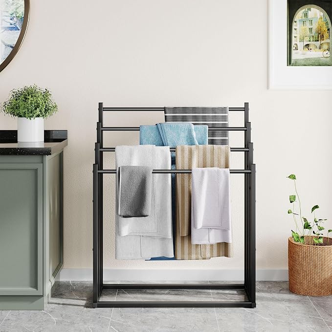 Honiter Towel Racks for Bathroom, 4 Tier Wide Towel Drying Rack Outdoor - Image 3