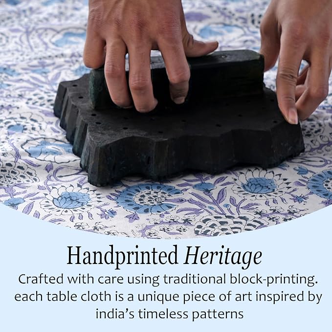 CPC Tablecloth 100% Cotton 70x118 Inch Indian Block Print Rectangle Table Cover - Image 5