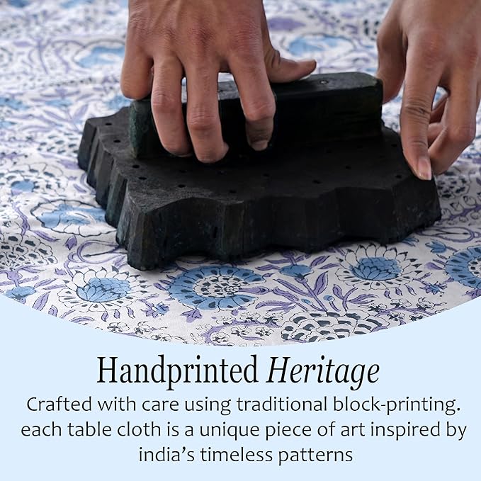 CPC Tablecloth 100% Cotton 70x108 Inch Indian Block Print Rectangle Table Cover - Image 5