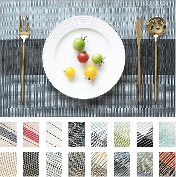 Placemats Set of 12 Vinyl/Plastic Woven Place Mats by Unknown