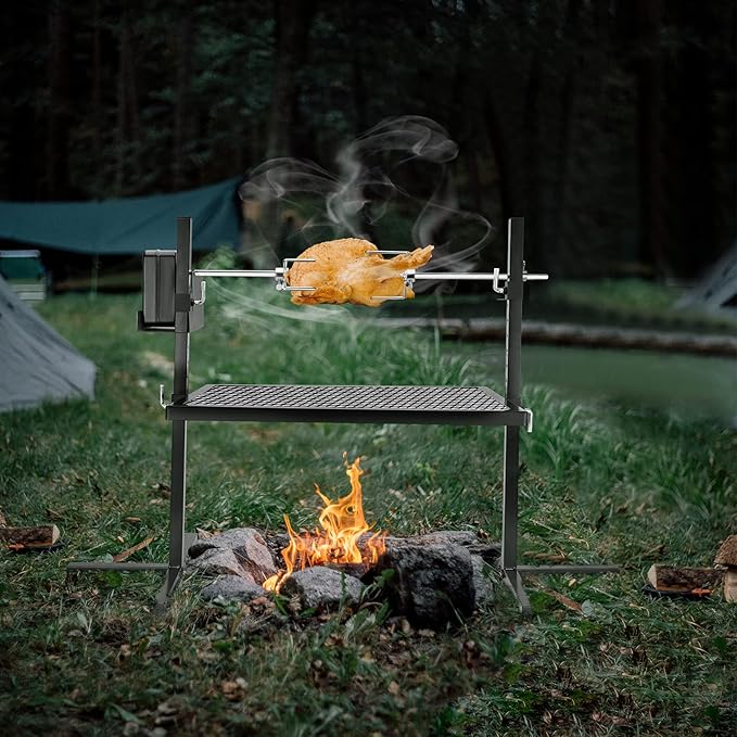 Onlyfire Adjustable Outdoor Camping Rotisserie Grill System and Spit Kit - Image 4
