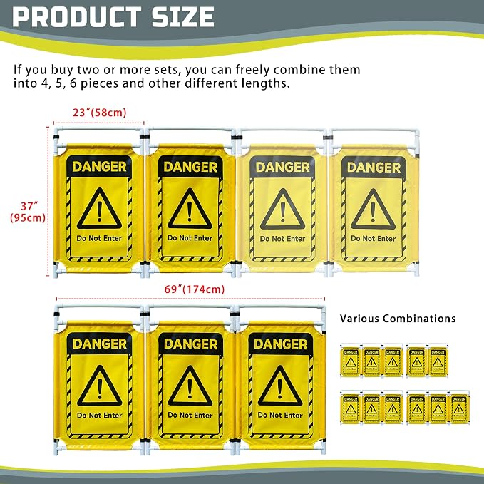 Safety Caution Barricade 3Panels Foldable Security Signs - Image 5