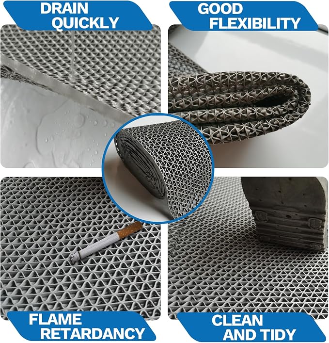 PVC Drainage Floor Mat 3x10Ft, Non-Slip 0.22'' Thick Heavy Duty Mesh Hole Pool - Image 4