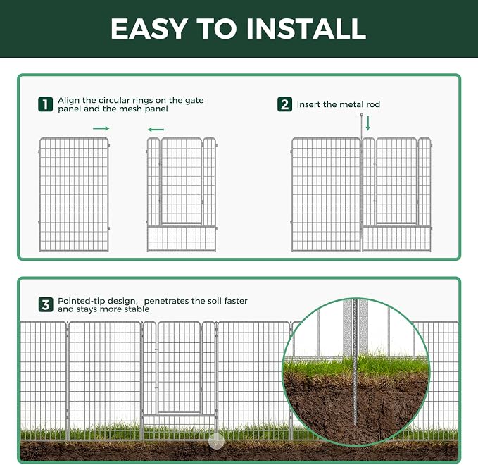 FXW Garden Fence Outdoor for The Yard – 50in x 62.6ft Heavy Duty Metal Animal - Image 5