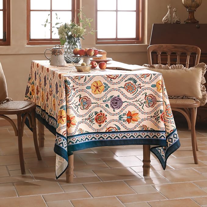 Vintage French Square Tablecloth, Linen Durable Tablecloth - Image 9