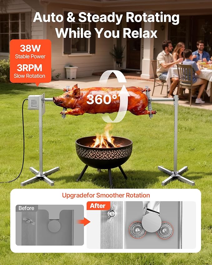 VEVOR Rotisserie Grill, 56in Electric Rotisserie Grill Kit 8 Level Height - Image 2