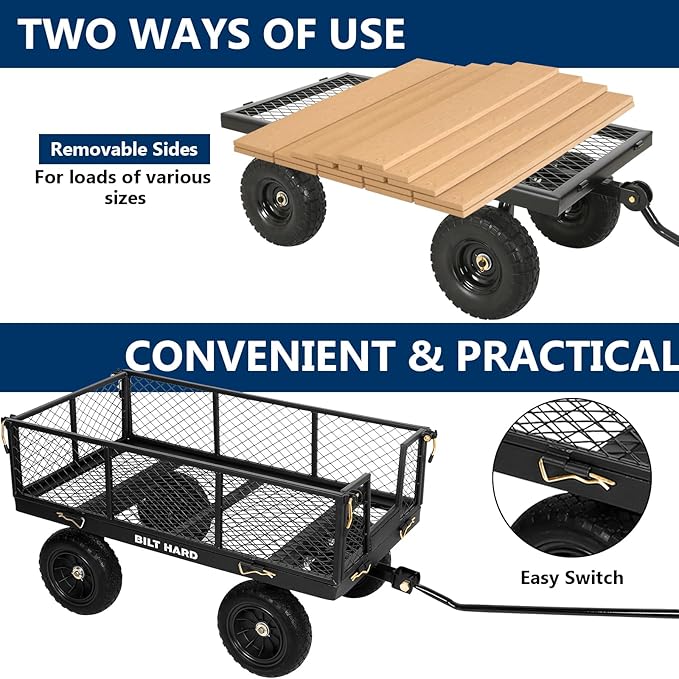 BILT HARD 880 lbs 10" Tires Steel Garden Cart - Image 3